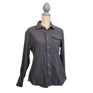 Men's Large CQR Flannel Button Down Gray Collar Casual Outdoor Shirt